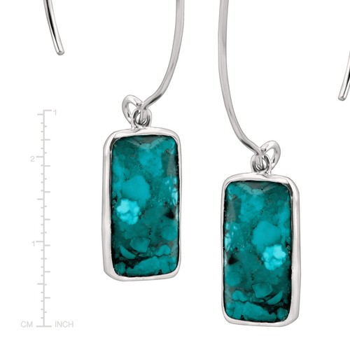 'Oasis' Compressed Turquoise Drop Earrings in Sterling Silver - Picture 6 of 7