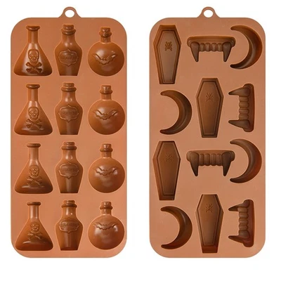 Halloween Molde de Silicona Conjunto 2 Bombones Hielo Cubos 12 Sección Reusable - Imagen 1 de 3