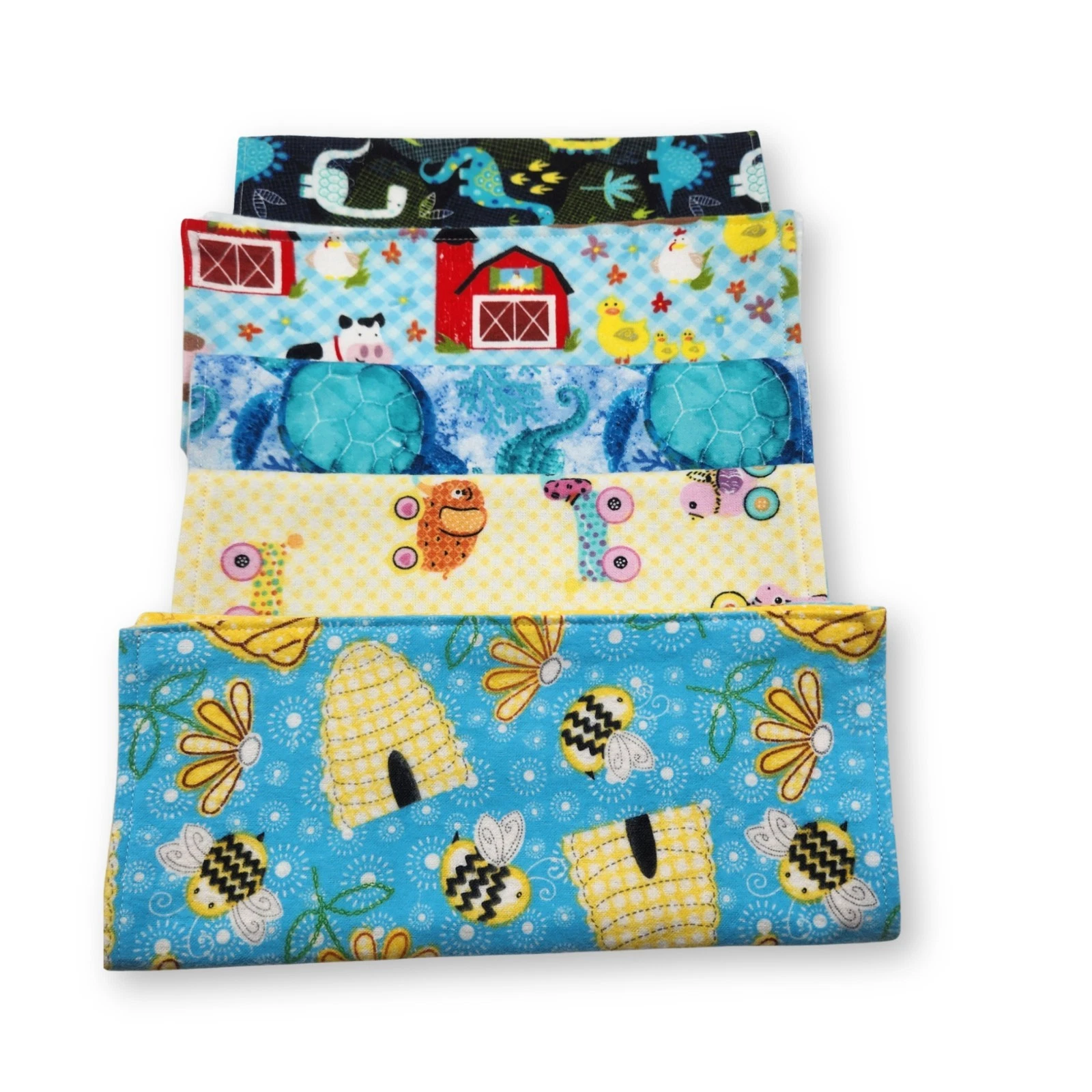 Newborn Boy Flannel Burp Cloth Set of 5, Baby Shower Essentials Gift Ideas