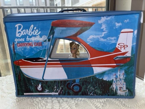 1965 Vintage Barbie Goes Travelin' Blue Carry Case Airplane Car Mattel Excellent