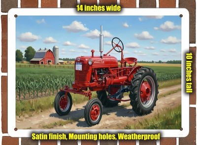Metal Sign - 1955 Farmall Cub Tractor Oil Painting - 14x10
