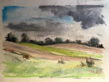 Franz Ehmke 1928 - 2018 Berlin Pastel Fields Hills Near Lübars