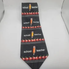 Teacher Necktie Black Pencil and Apple Novelty Wide Tie Steven Harris