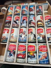 Schmidt beer cans Empty complete collection buffalo Indian skiing fishing horse