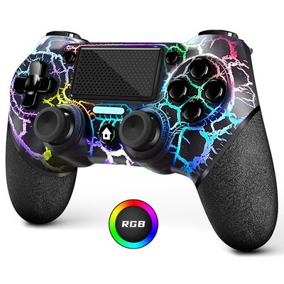 Light-up Wireless Controller for PS4,Black Crack Custom Design with RGB Light...