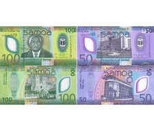 Samoa SET 2, 50 100 Tala ND 2025 Polymer P NEW UNC