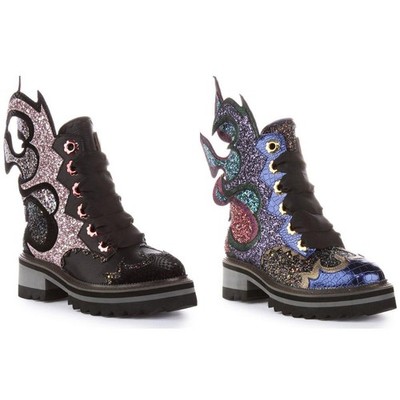 Irregular Choice Fyre Bug Glitzer Schnürschuh Absatz schwarz bunt Damen UK 3   8
