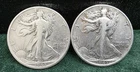 Lot of Two (2) 1943-P & 1943-S Walking Liberty Half Dollars, 90% Silver