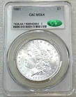 1881 Morgan Silver Dollar CACG MS64 Blast White PQ in Brand New Holder #R307