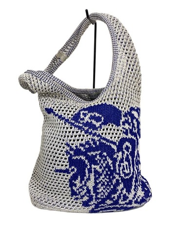 BURBERRY Crochet Shoulder Bag Rayon White Allover Pattern 8090651