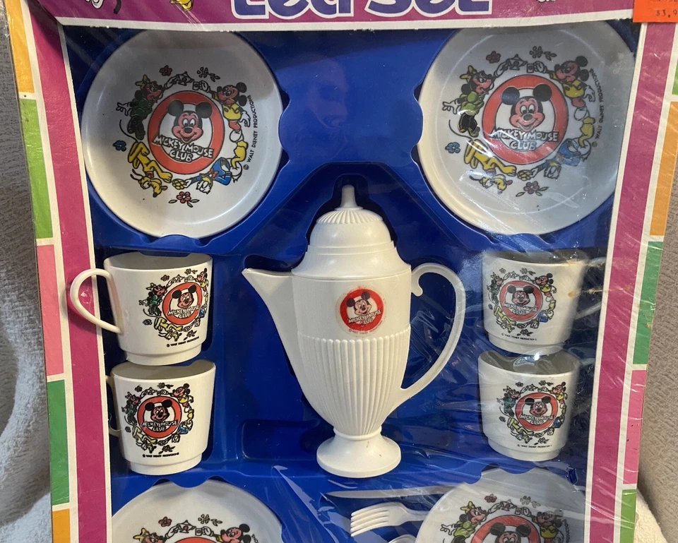 Juego de té vintage de 22 piezas de personaje de Walt Disney en caja Mickey Mouse Club 1434 Foto 3 de 4