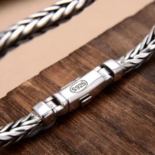 Mens 925 Sterling Silver 5MM Diamond Cut Rope Braided Twist Chain Bracelet 8.7"