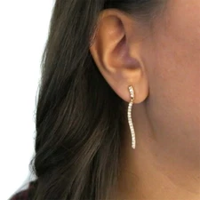 925 Sterling Silver Gold Cubic Zirconia Dangling Drop Earrings