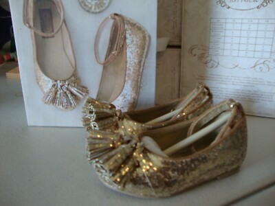 Joyfolie Penelope in Gold Glitter ankle Strap Girls Dress shoes
