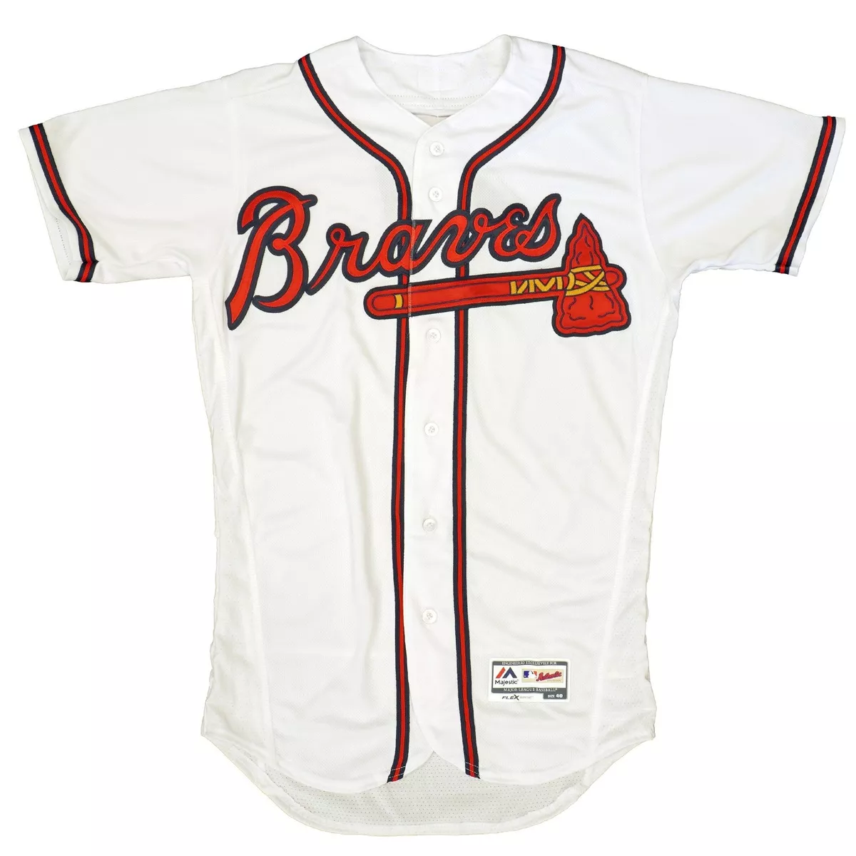 Mens MLB Atlanta Braves Authentic On Field Flex Base Jersey - Home White