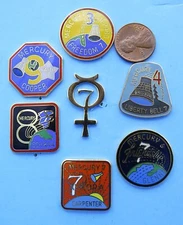 NASA Mercury PIN set of 7 vtg '80s enamel Schirra Carpenter GLENN Shepard