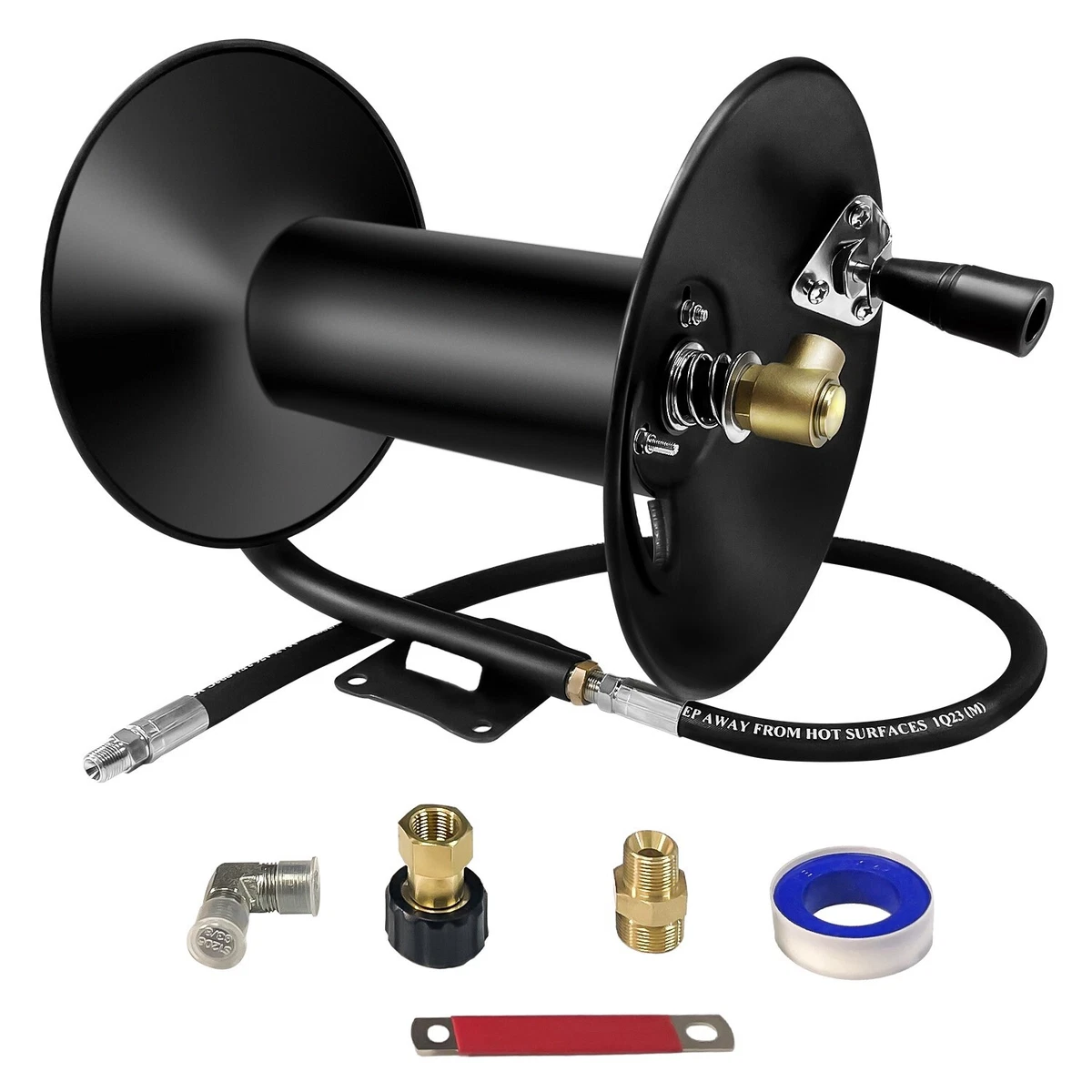 Pressure Washer Hose Reel W/ Jumper Hose for 3/8 X100ft 4000PSI Retractable