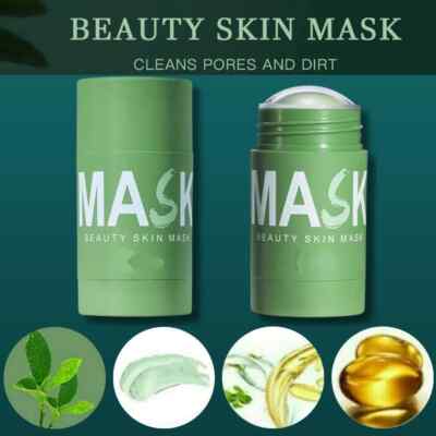 2 Pack Green Clay Face Mask Clay Cleansing Mask Stick Facial Blackhead Purifying