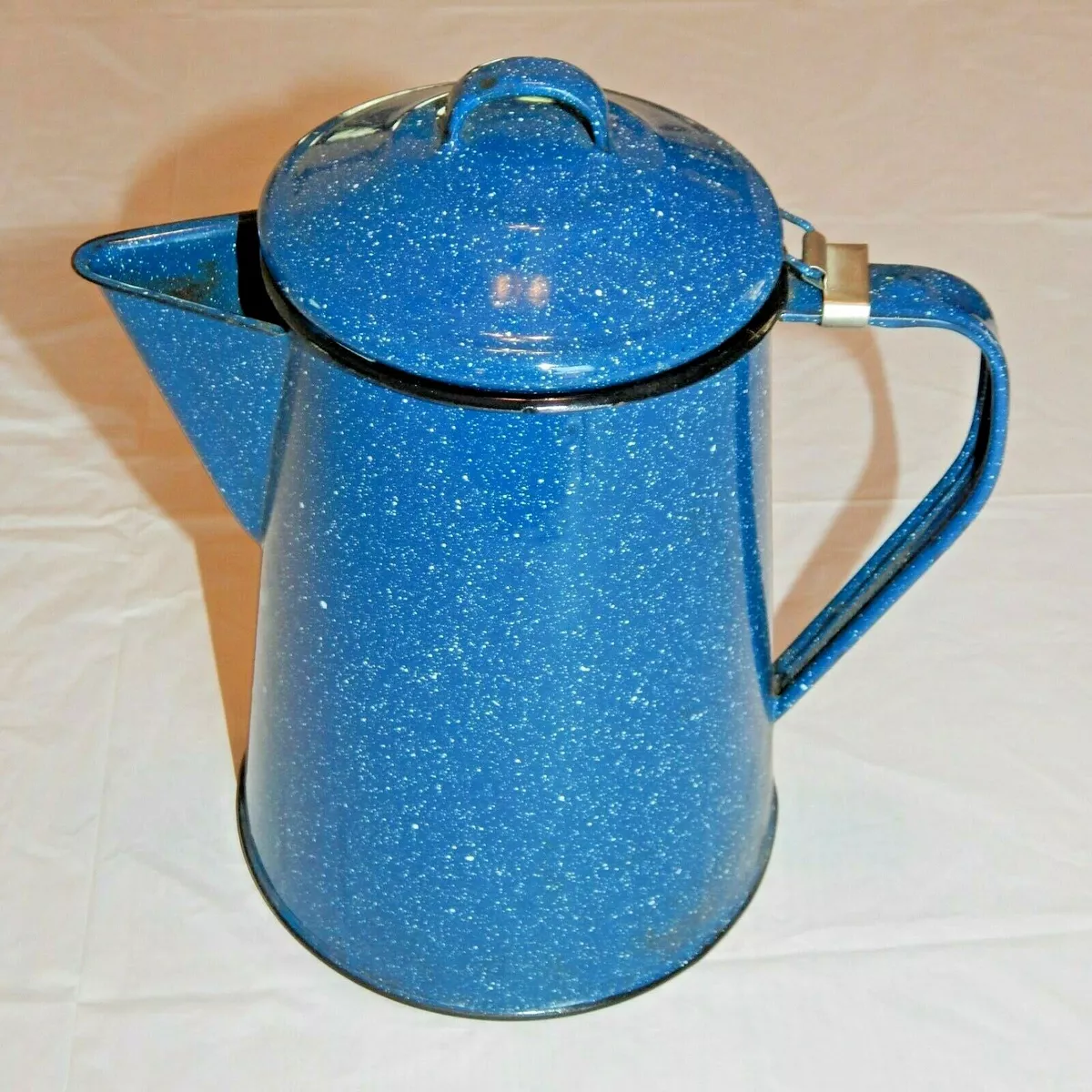 Vintage Blue Speckled Enamelware Camping Cook Out Kitchen Pots Pans Coffee  Pot Lot