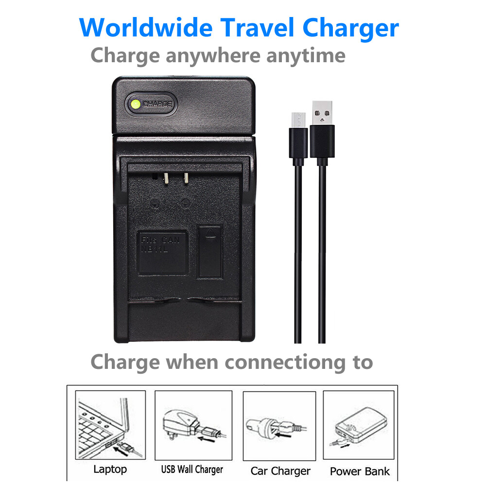 USB Slim Charger For Canon NB-11L NB-11LH Battery – Fits PowerShot SX410 SX400 SX420 SX430 ELPH Series