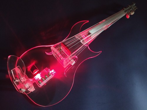 -50% 5 string Equester Kappa LED glass acrylic crystal electric violin,HANDMADE - Zdjęcie 3 z 5