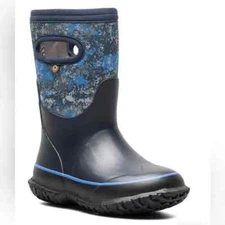 BOGS Kids Grasp Mico Pull-On Rain / Snow Boots Blue Camo Size 12