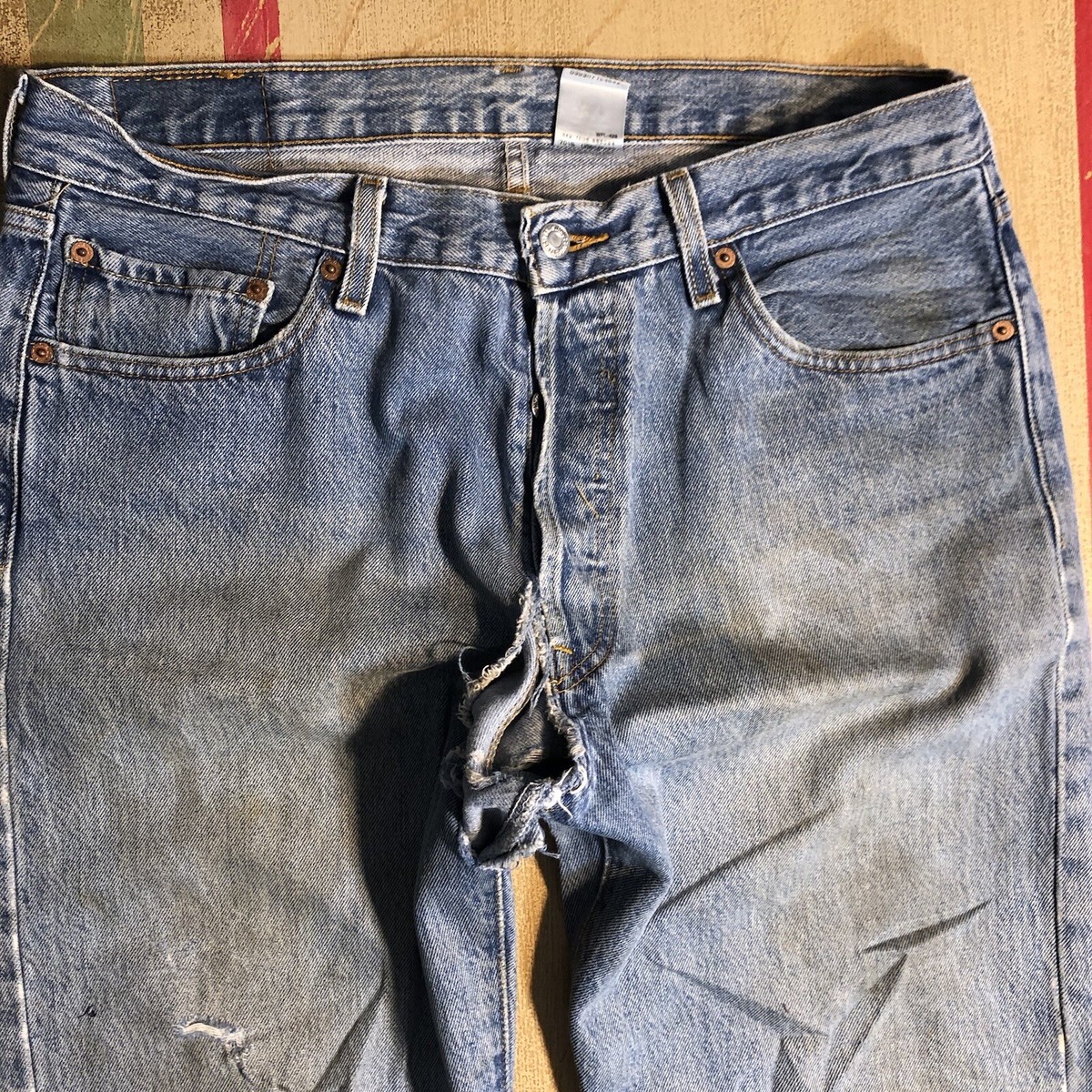 LEVI’S / 501 03501 repair denim pants VTG Levis 501 Jeans Mens Tag 35x30 Destroyed Ripped