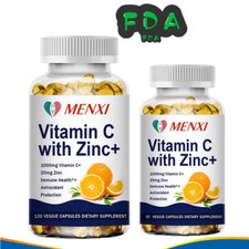 Vitamin C  Zinc Capsules - Immune System Support  Antioxidant Defense 60/120pc