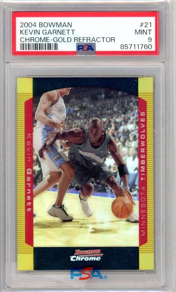 Kevin Garnett 2004 Topps Bowman #21 Chrome Gold Refractor 20/50 PSA 9