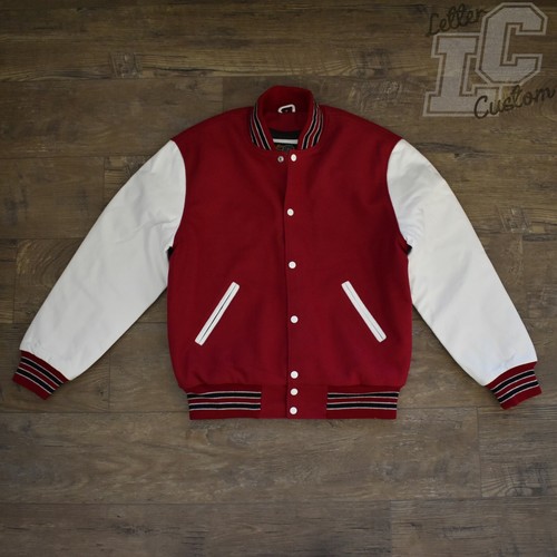 Wool Varsity Letterman Jacket White 