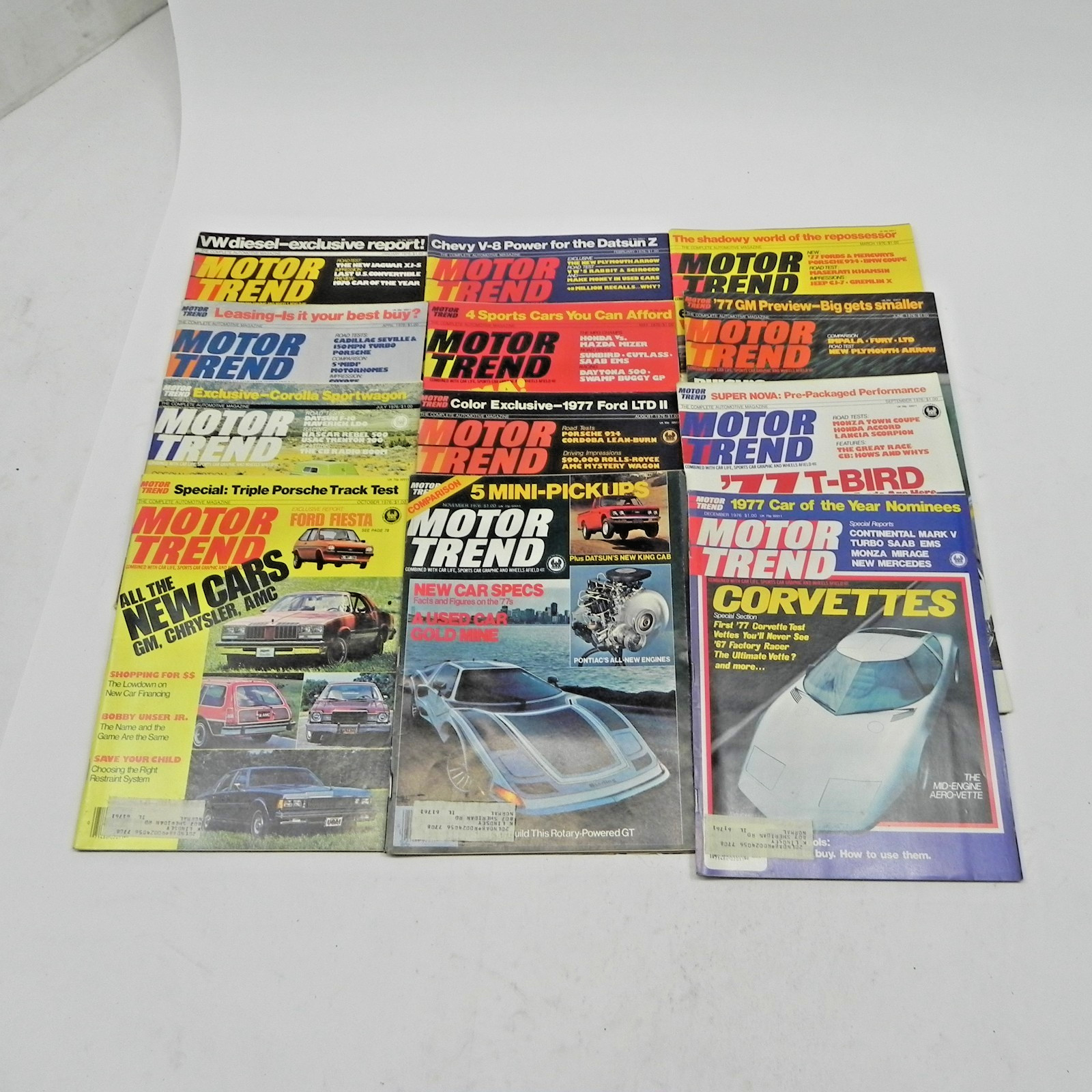 1976 MOTOR TREND MAGAZINE LOT OF 12 ISSUES FULL YEAR RACING PERFORMANCE CARS