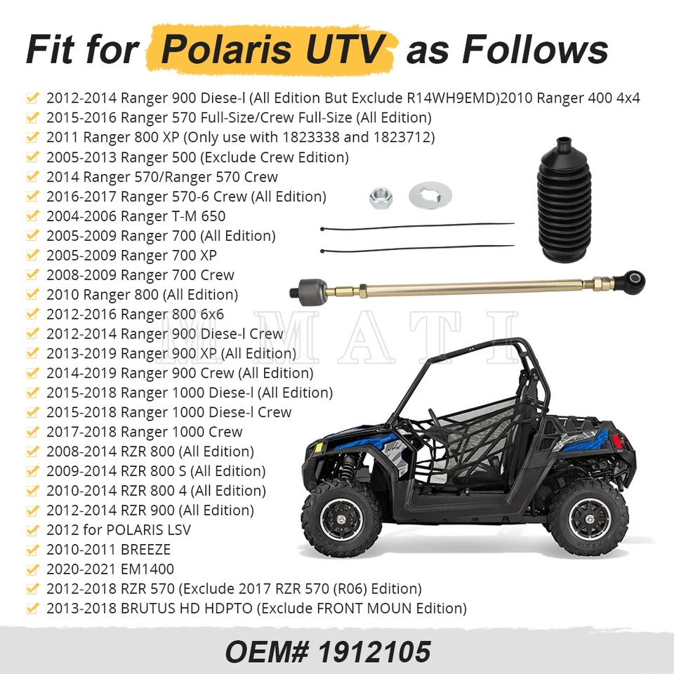 Tie Rod End Kit Left for 2012-2014 Polaris RZR 900 RZR XP 900 RZR 4 900/XP 4 900 - Image 4 of 4