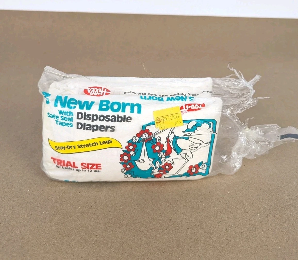 Vintage NOS 3 Pack Hills New Born Baby Diapers Disposable Up to 12 Lbs USA
Opens in a new window or