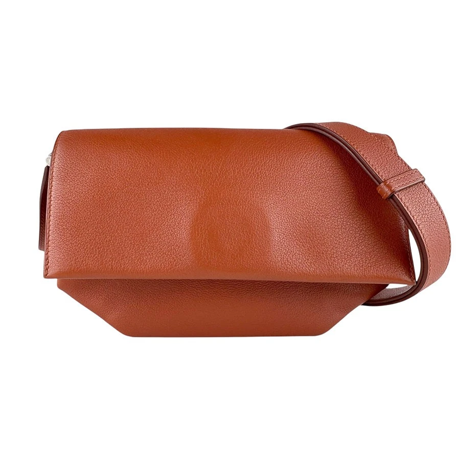 Hermes — Auth HERMES Opli 24 Shoulder Bag Brown Leather/Silvertone - z8151