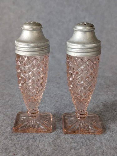 Vintage Anchor Hocking Pink Miss America Depression Glass Salt & Pepper Shakers
