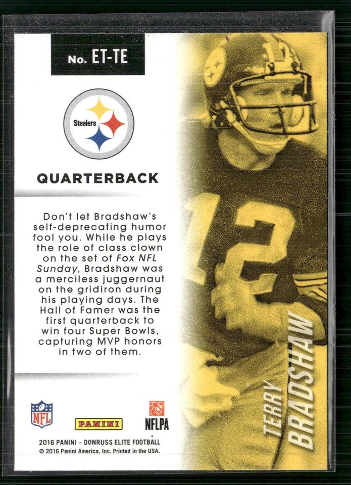 2016 Donruss Elite #ET-TE Terry Bradshaw Etched in Time - Image 2 of 2