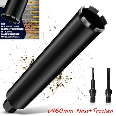 MARKENLOS Diamantbohrkrone Kernbohrgerät Dosenbohrer UNC 1 1/4" 460mm Nass Trocken Adapter