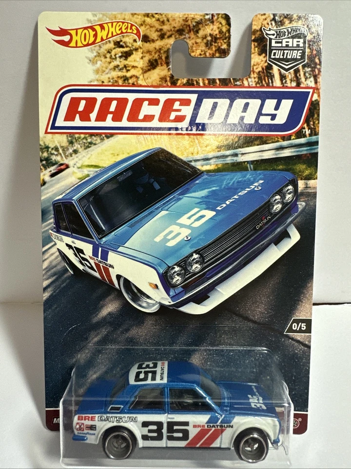 Hot Wheels Car Culture Race Day Bre Datsun Bluebird 510 Read Ships in Protector - Image 2 of 4