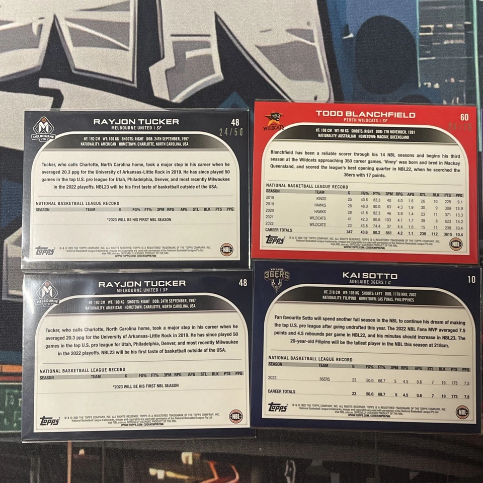 2022-23 Topps NBL National Basketball League Gold, Fuchsia, Aqua & Blue Border + - Image 2 of 4