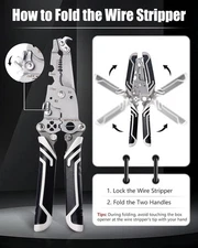 18-in-1 Foldable Wire Stripper Crimper Twister Multifunction Electrician Tool Gr