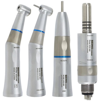 BEING Dental Low Speed Air Motor Contra Angle Straight Handpiece 4 Hole KAVO 1:1