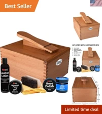Complete Shoe Care Kit: Hardwood Valet Box with Brush, Polish & Waterproofing