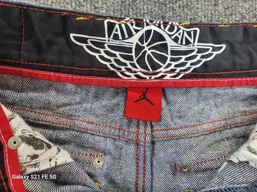 Air Jordan 90's Y2K Denim Jeans Youth 26x28 Blue Straight Leg Dark Wash - Picture 7 of 12