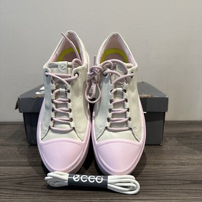 Size 7-7.5 Women - Ecco Flexure T-Cap Shadow White/Blossom Rose