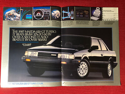 Mazda 626 GT Turbo Coupe Car 1987 4-page Print Ad- Great to Frame