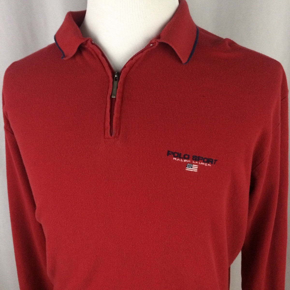 Vintage Polo Sport Ralph Lauren Pullover XL 90s American Flag Logo