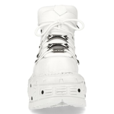 New Rock Boots M-TANK106-C1 Unisex White 100% Leather Goth