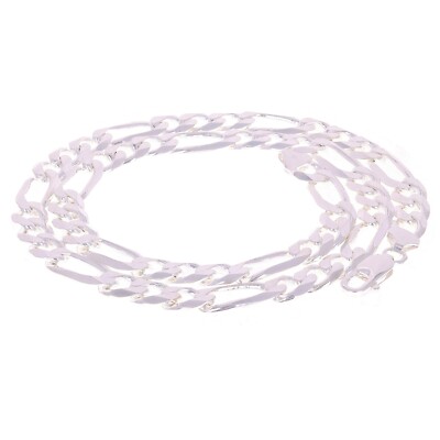925 Sterling Silber massive Figaro Gliederkette Halskette 8,25 mm 16'' 38,6 Gramm
