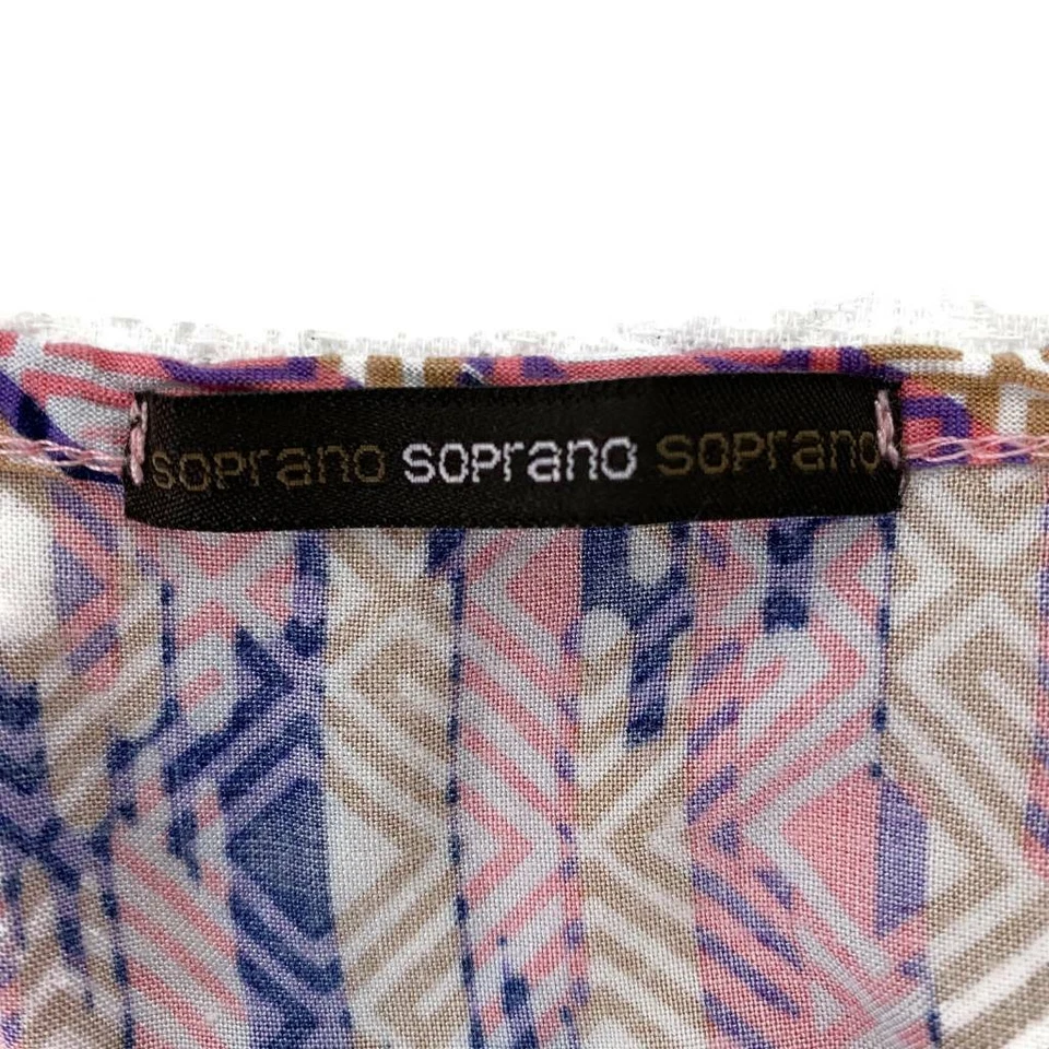 Blusa Soprano Mujer Rosa Azul Geométrica Manga Gorra Cuello Barco Cintura Elástica S Foto 3 de 4