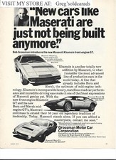 Original 1976 Maserati Vintage Print Ad with Bora, Merak, and Khamsin